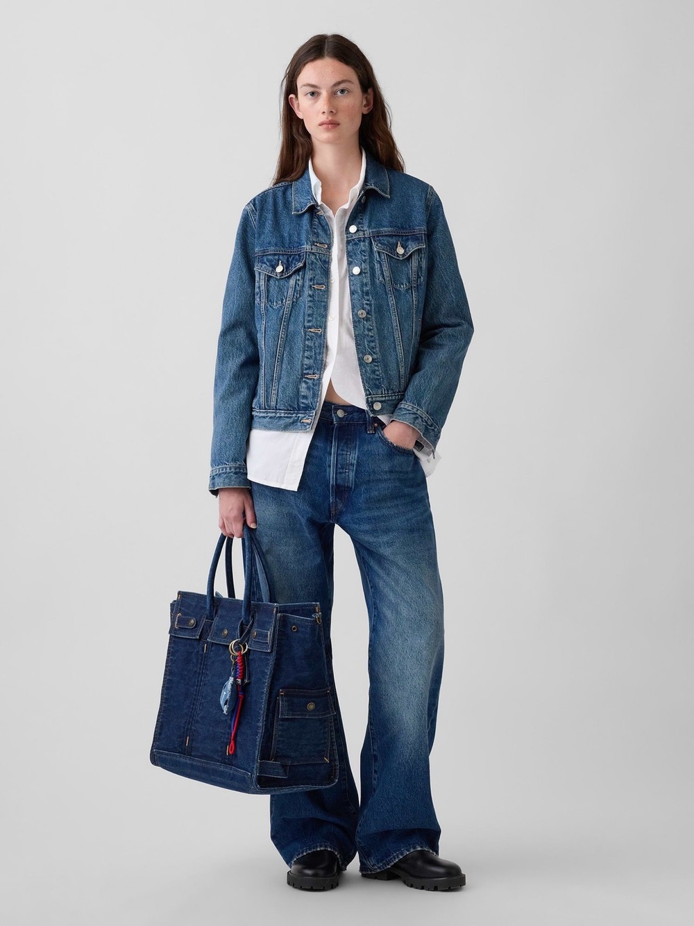 Gap large denim five pocket tote- dark wash (NWT) - Picture 2 of 13